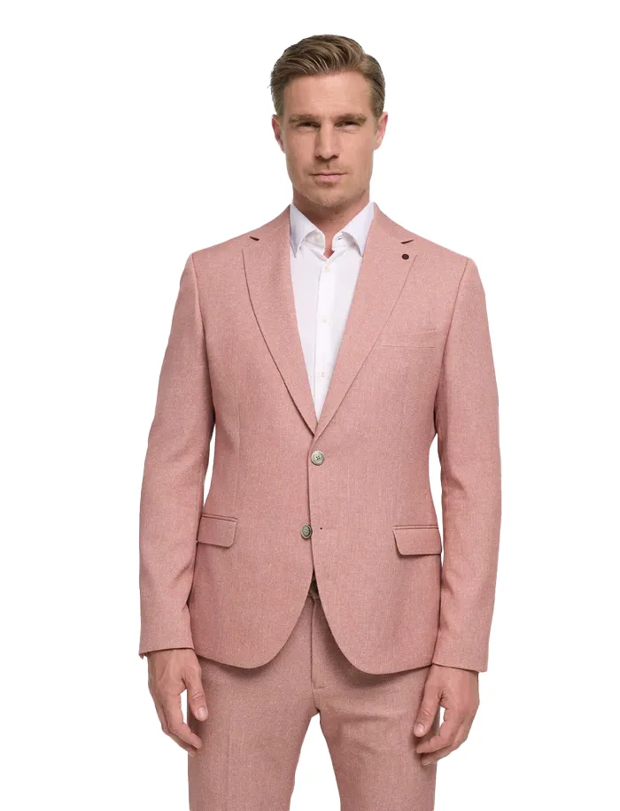 colbert Zuitable met polyester voering gemêleerd roze 2-knoops