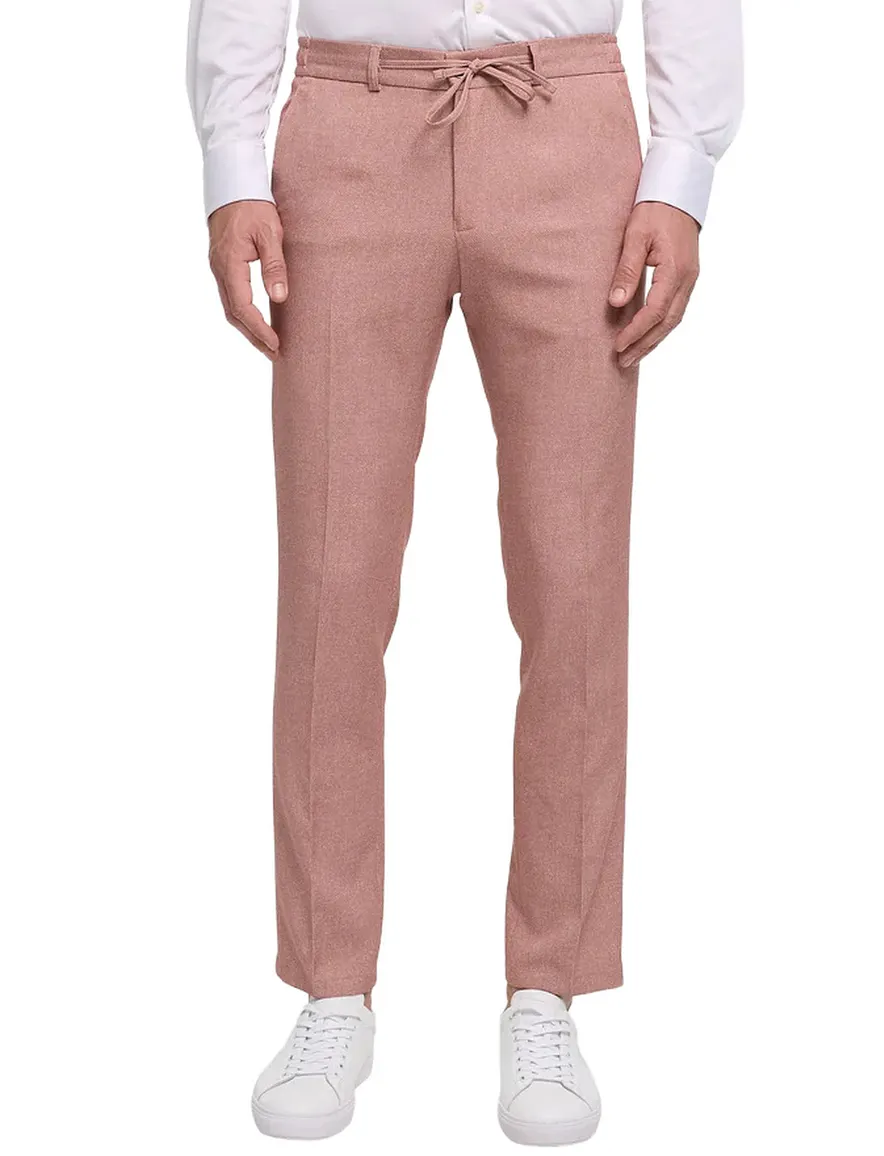 chino pantalon Zuitable met katoenen voering roze met koord