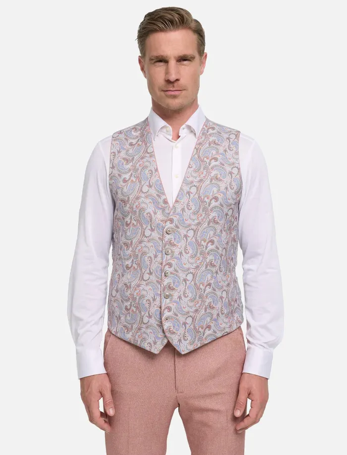 roze gilet Zuitable omkeerbaar print en effen