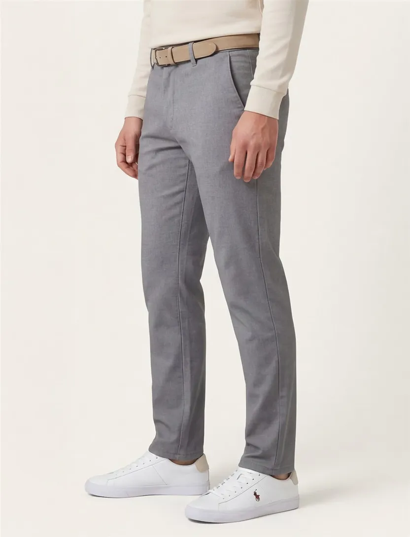Pantalon chino Mac grijs normale fit katoen