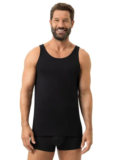 Mey Tanktop Mey zwart effen katoen ronde hals