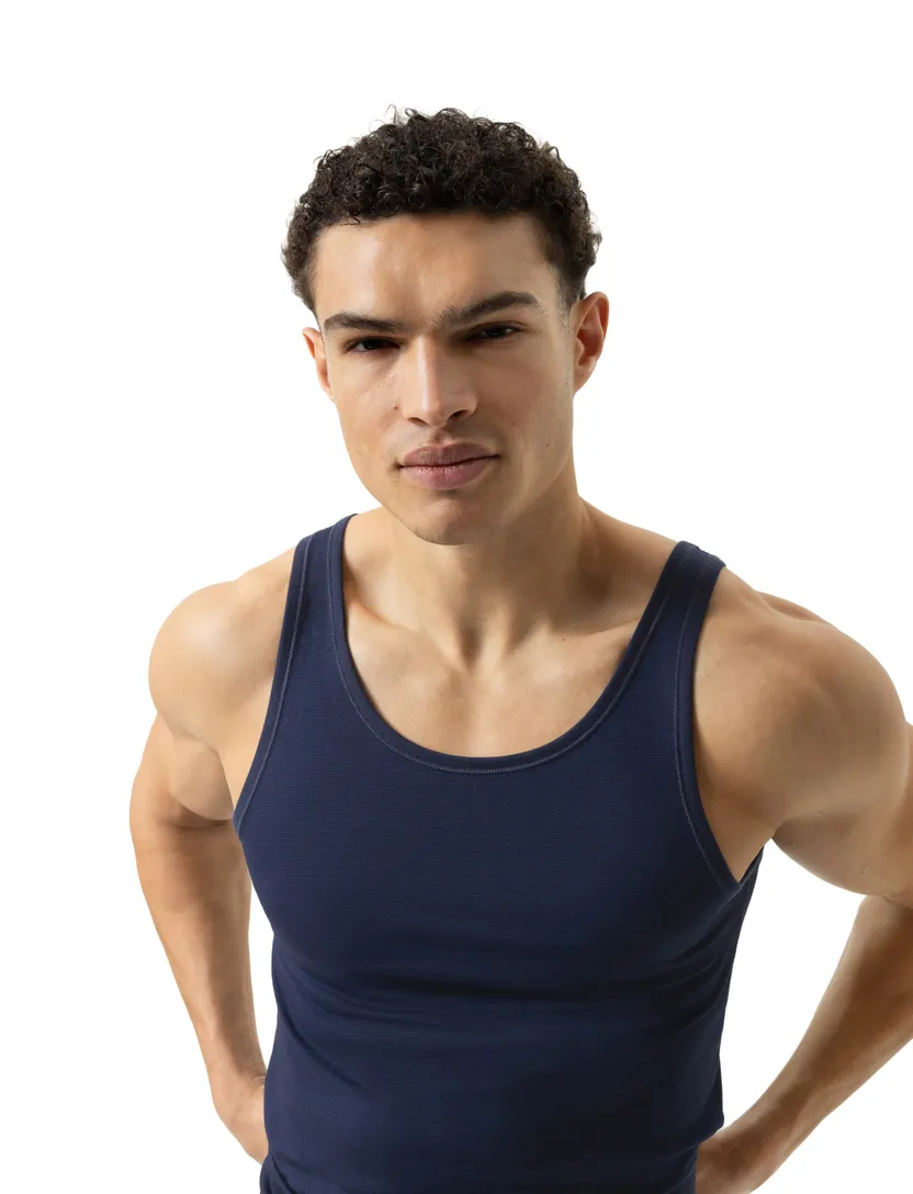 Tanktop Mey donkerblauw effen katoen ronde hals