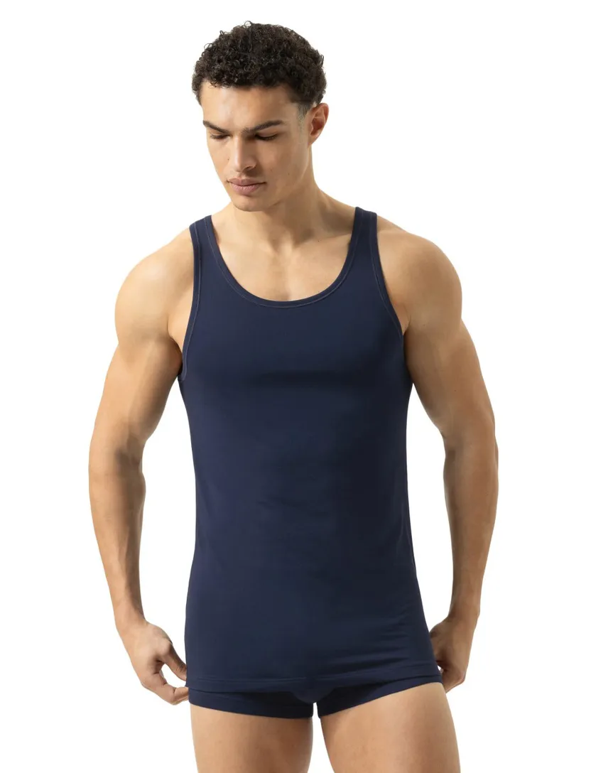 Tanktop Mey donkerblauw effen katoen ronde hals