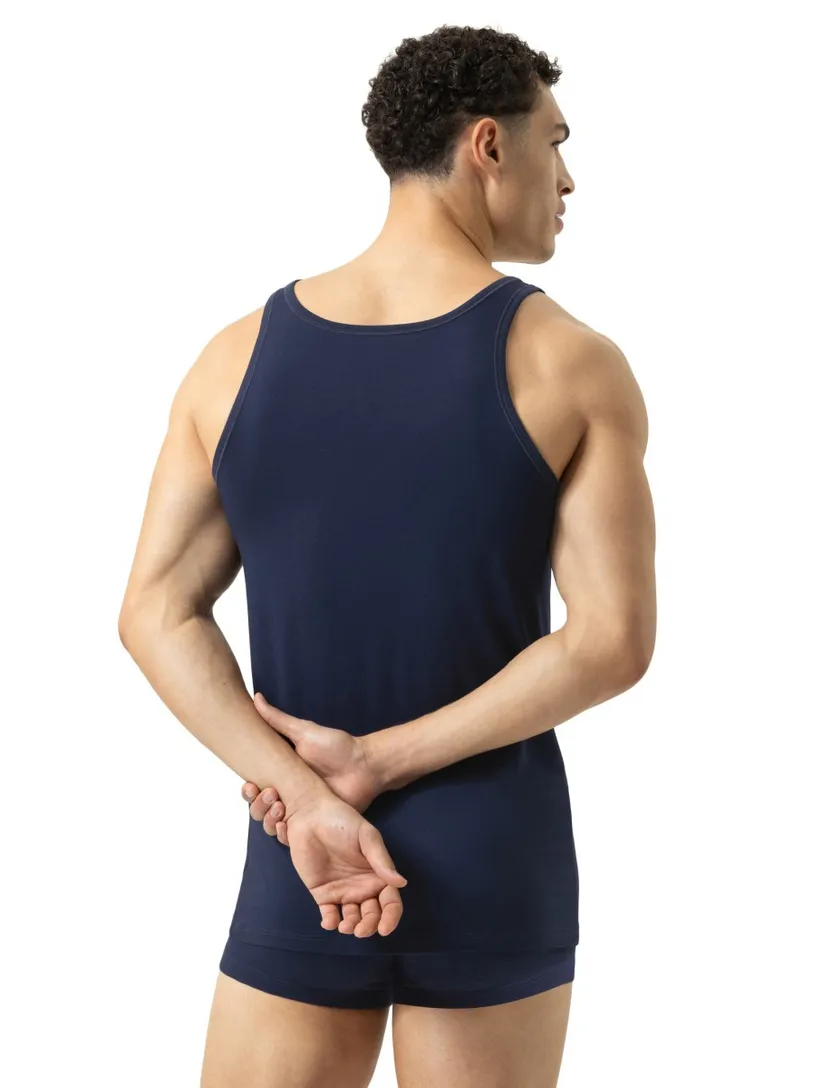 Tanktop Mey donkerblauw effen katoen ronde hals