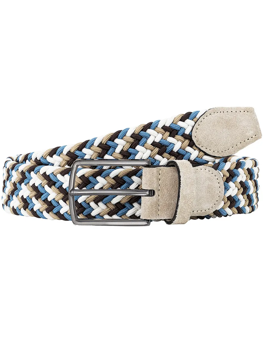 Lindemann riem beige blauw bruin gevlochten