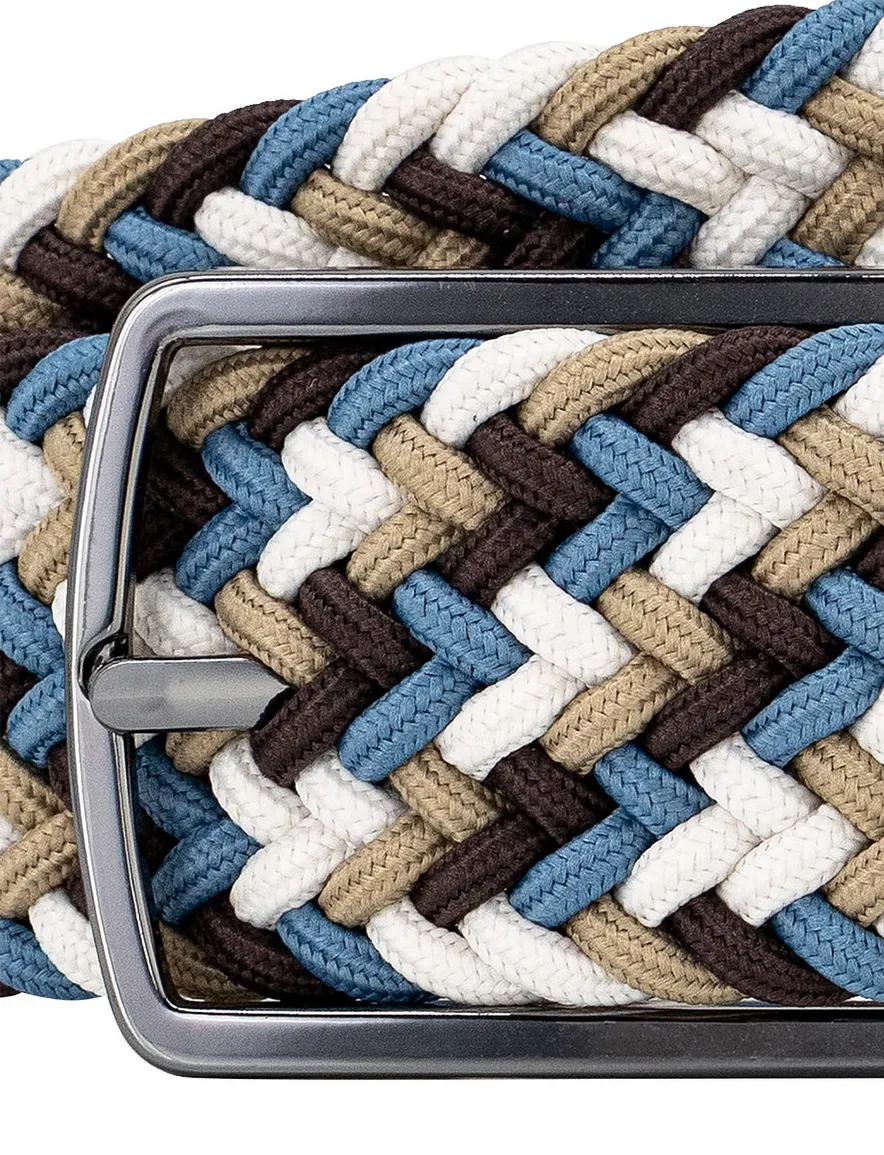Lindemann riem beige blauw bruin gevlochten