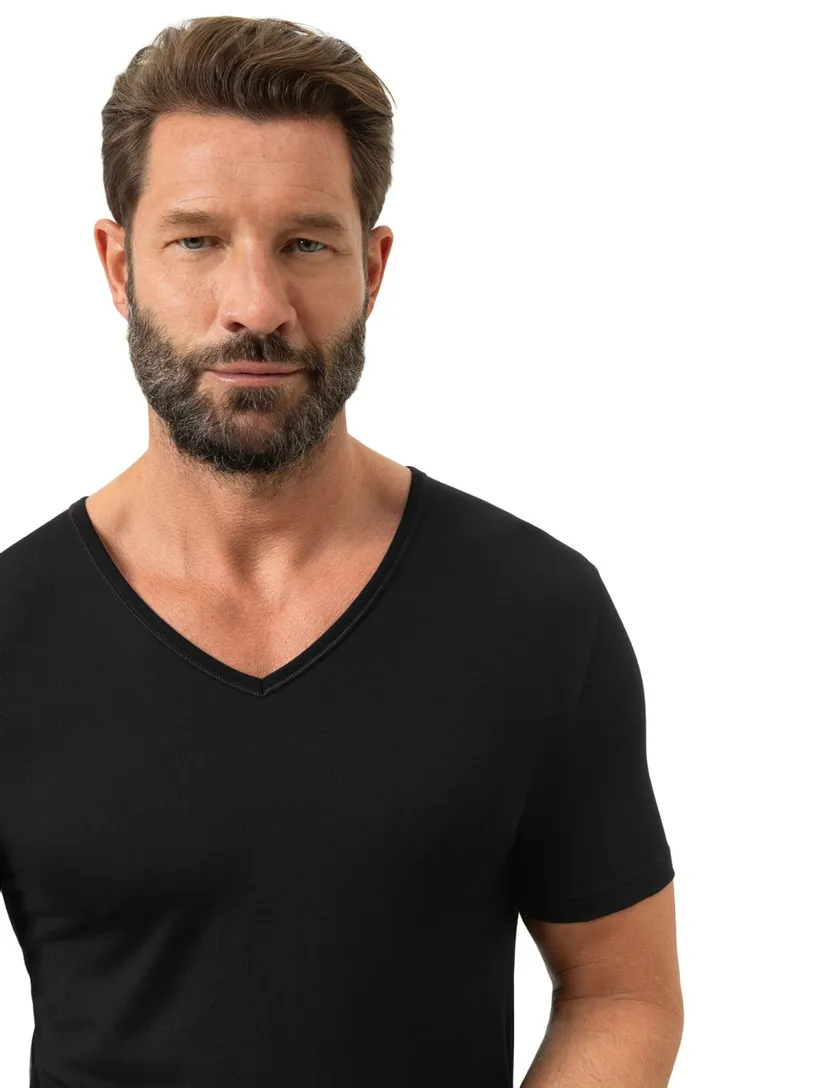 Mey t-shirt zwart v-hals katoen
