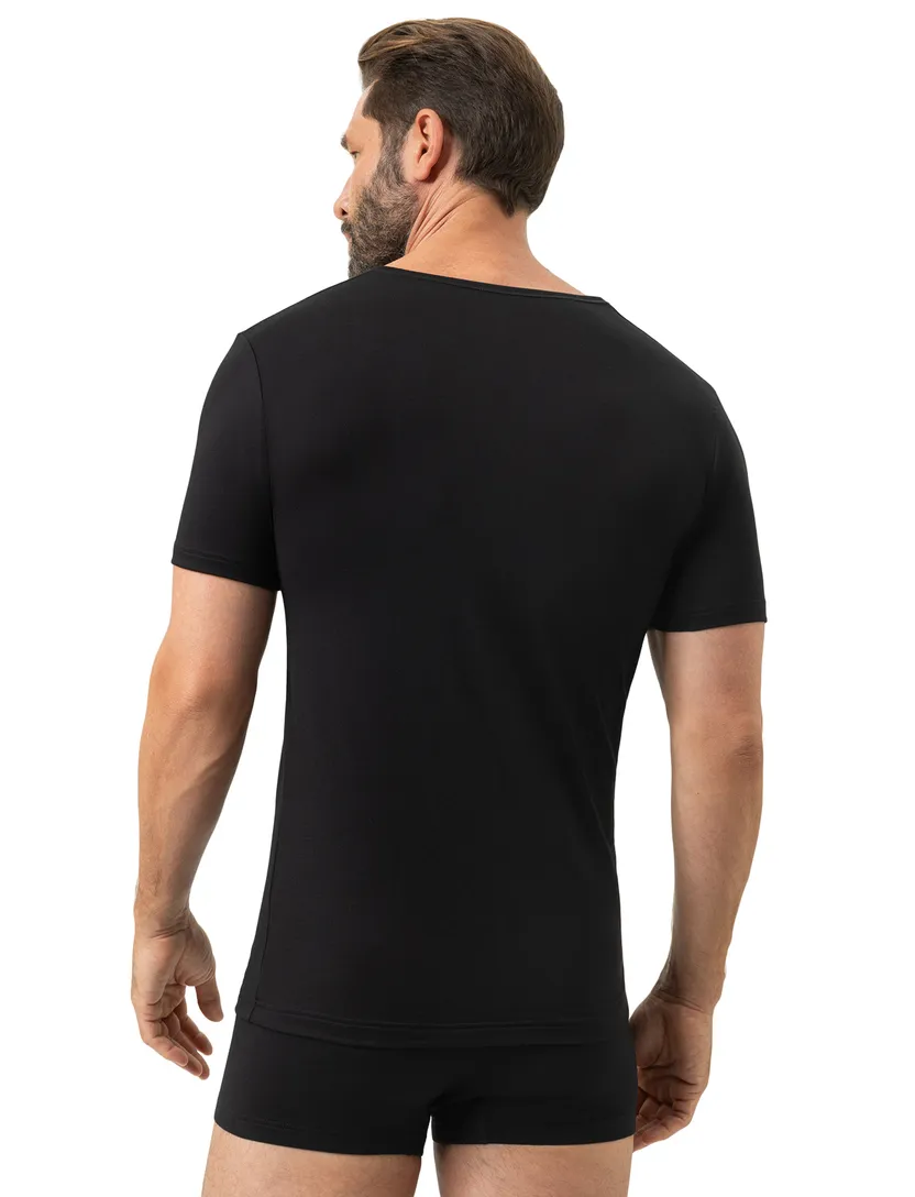 Mey t-shirt zwart v-hals katoen
