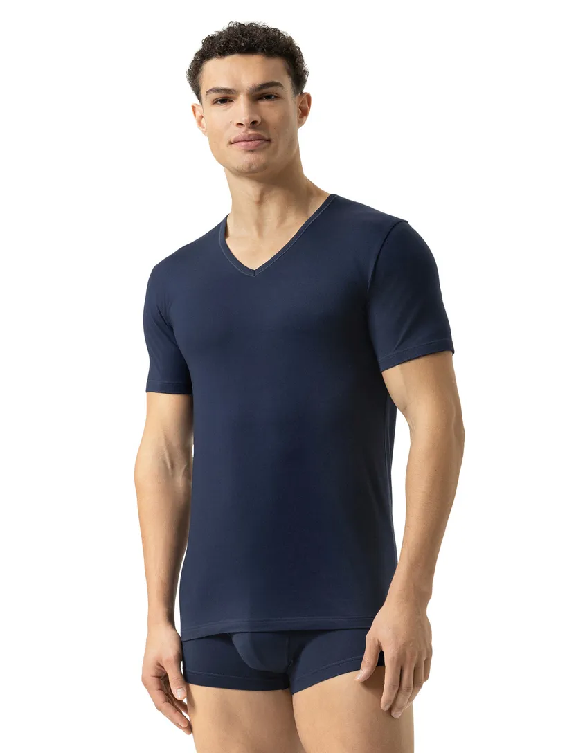 Mey t-shirt donkerblauw v-hals katoen