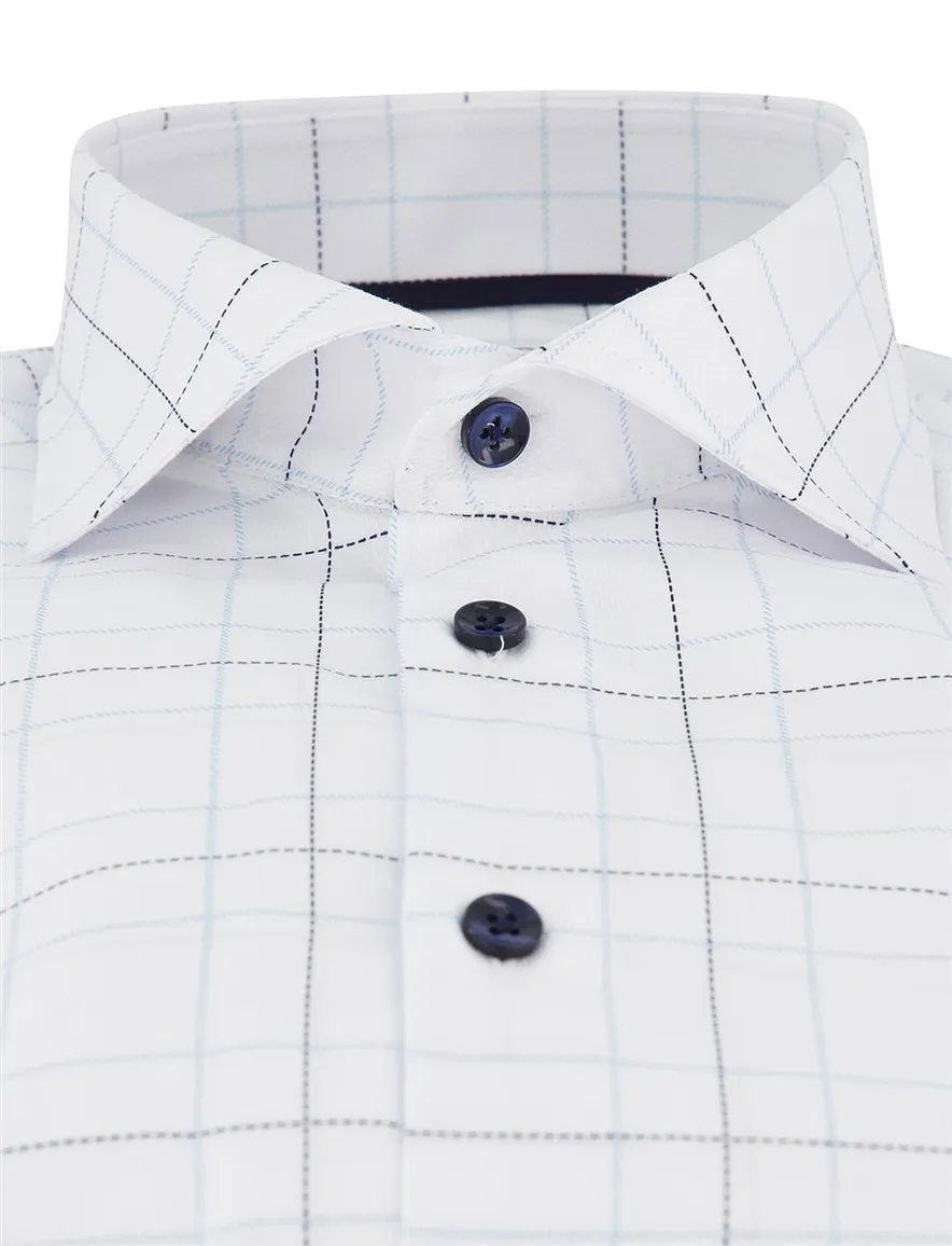 Ledub Modern Fit Overhemd Wit katoen geruit