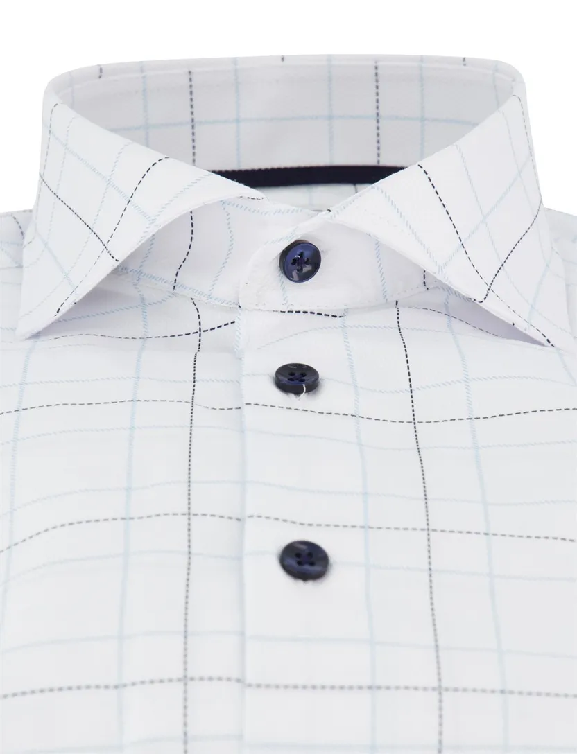 Overhemd Ledub Modern Fit Wit geruit katoen
