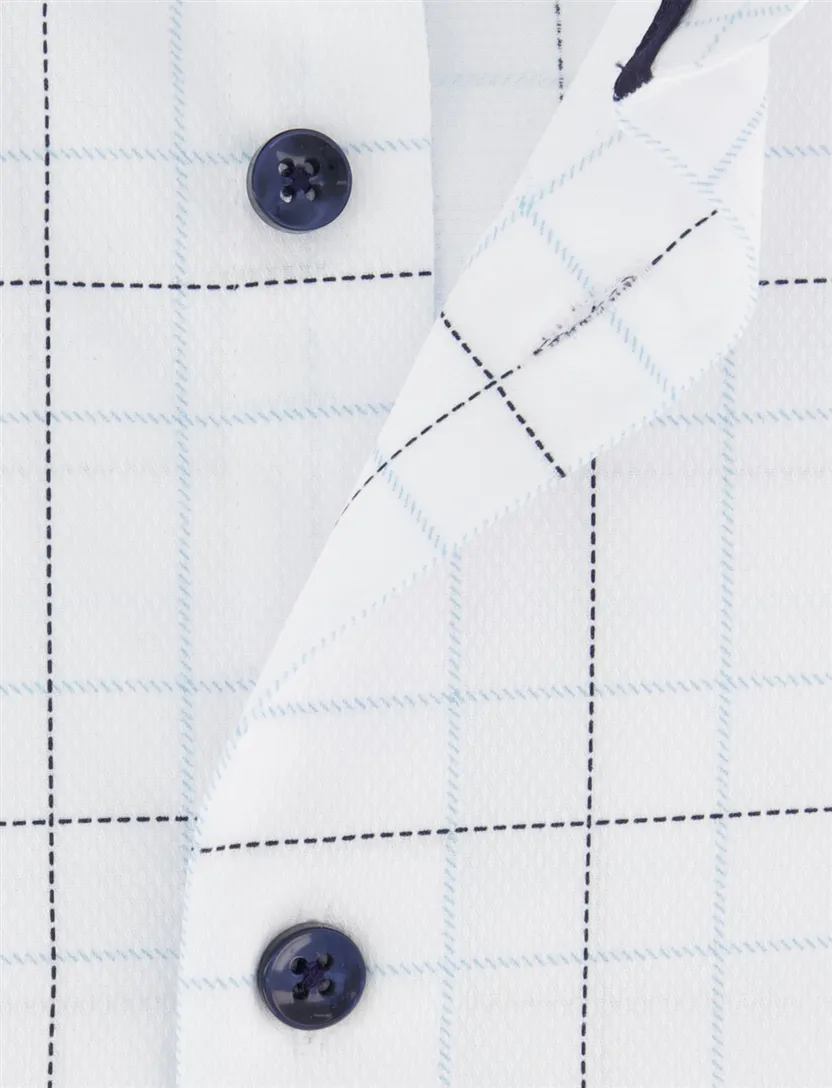 Overhemd Ledub Modern Fit Wit geruit katoen