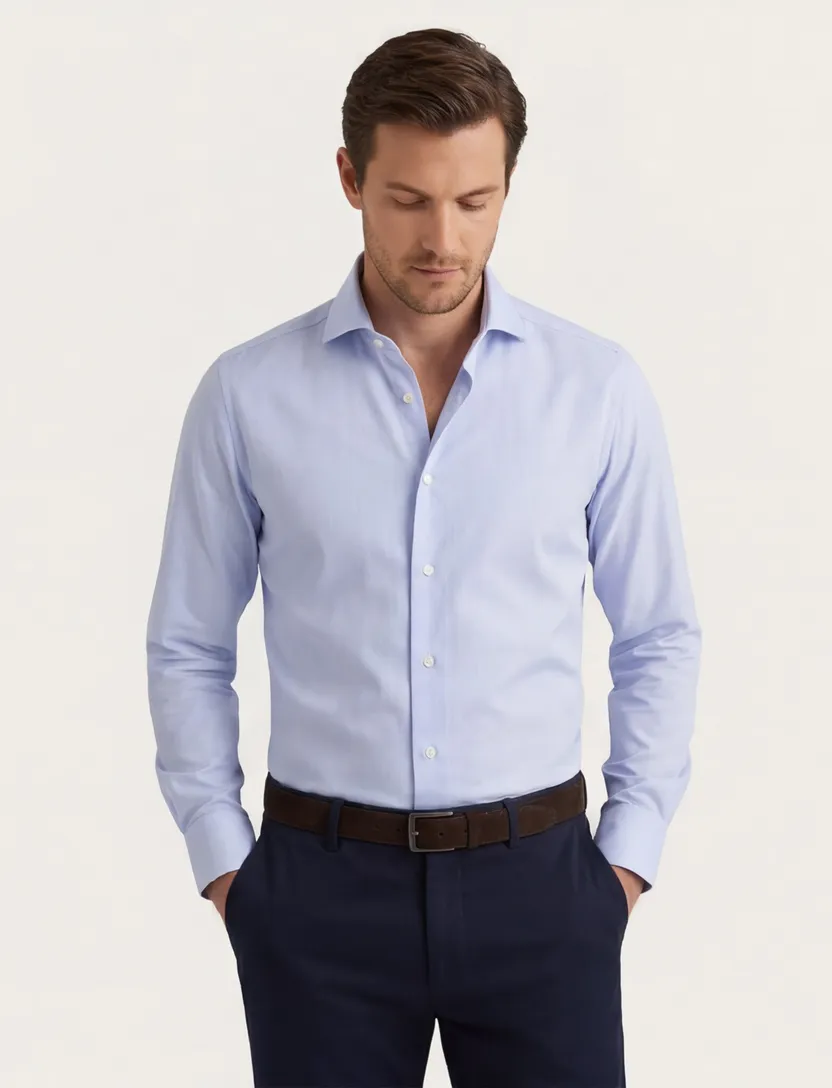 John Miller overhemd lichtblauw effen slim fit