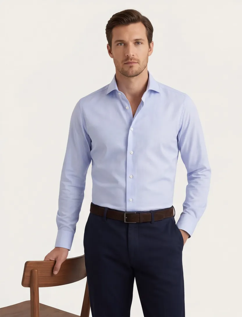 John Miller overhemd lichtblauw effen slim fit