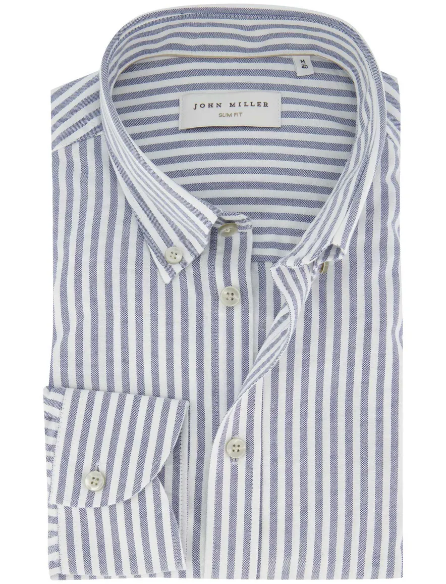 John Miller overhemd wit blauw