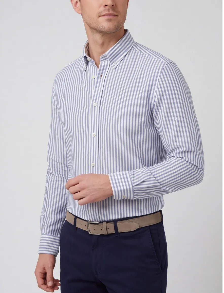 John Miller overhemd wit blauw