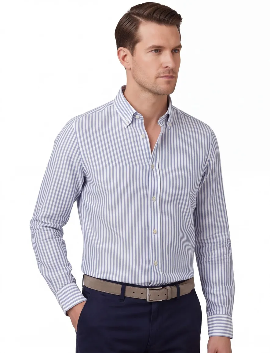 John Miller overhemd wit blauw