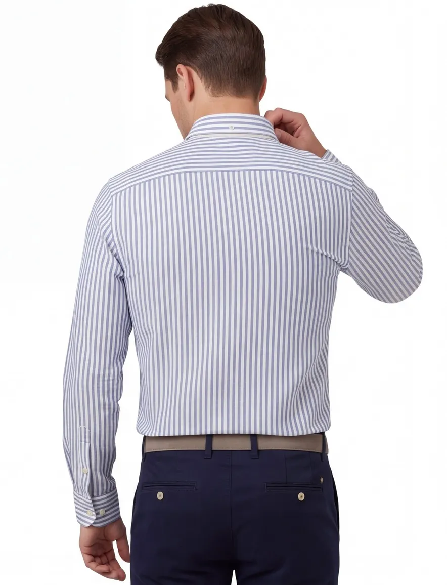 John Miller overhemd wit blauw