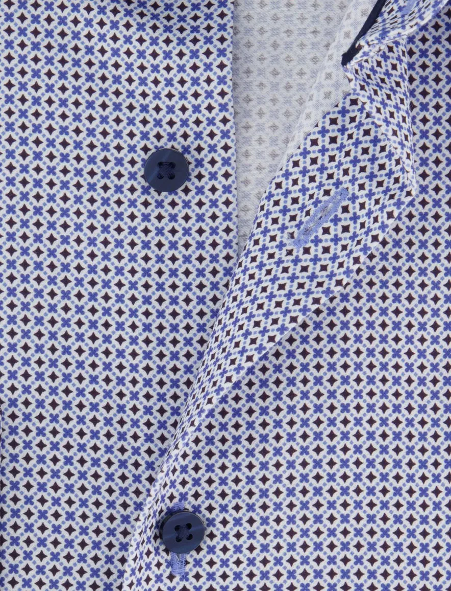 Eterna Modern Fit overhemd blauw motief