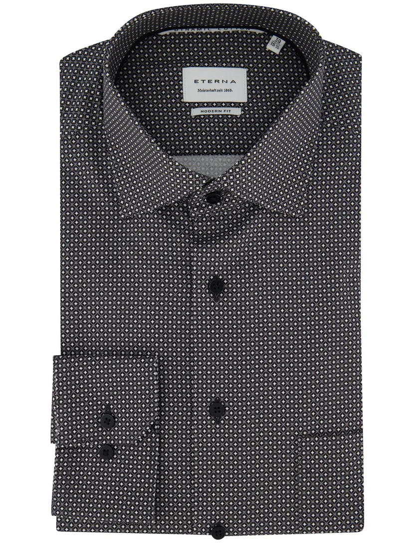Eterna overhemd grijze print Modern Fit
