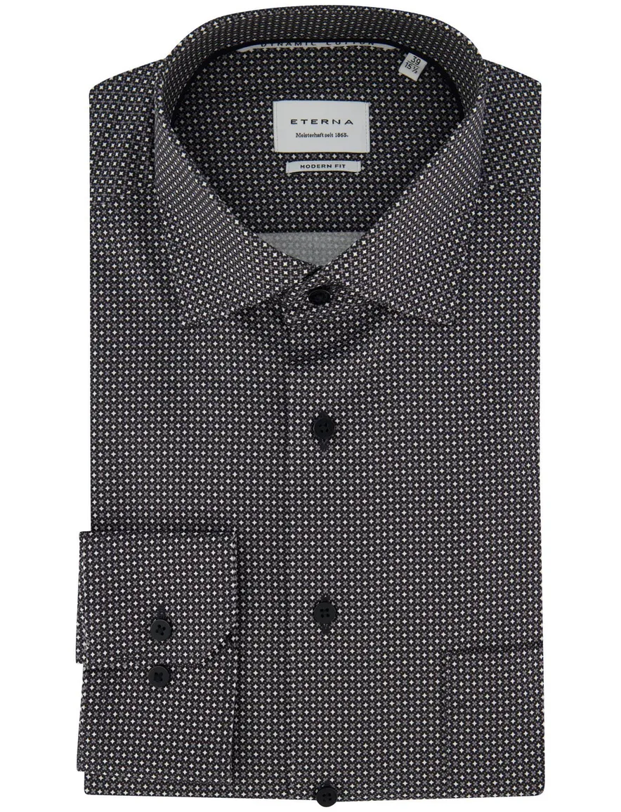 Overhemd Eterna grijs motief Modern Fit