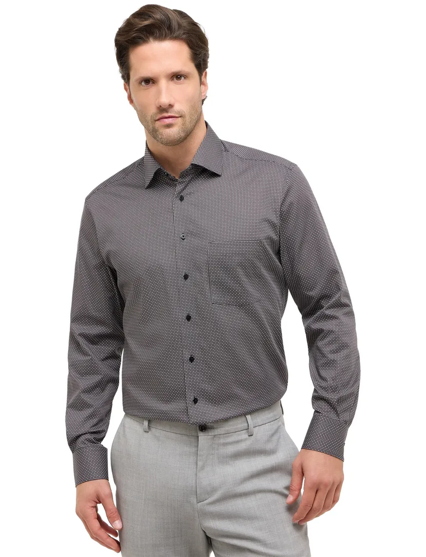 Eterna overhemd grijze print Modern Fit