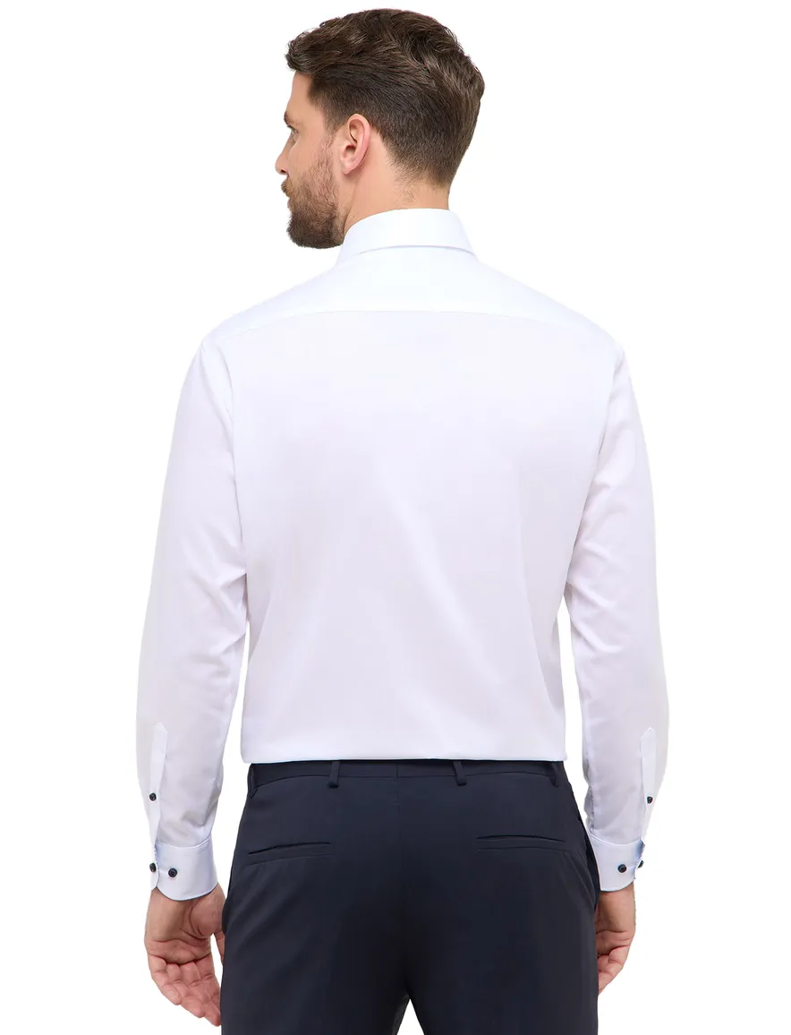 Eterna Comfort Fit overhemd wit klassiek donkere knoop