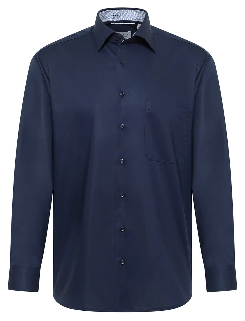 Overhemd donkerblauw Eterna Comfort Fit klassiek katoen