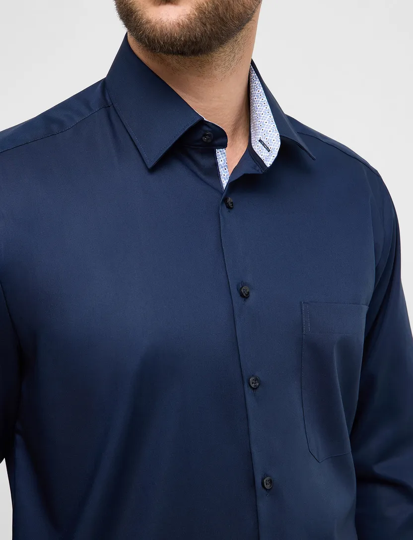Overhemd donkerblauw Eterna Comfort Fit klassiek katoen