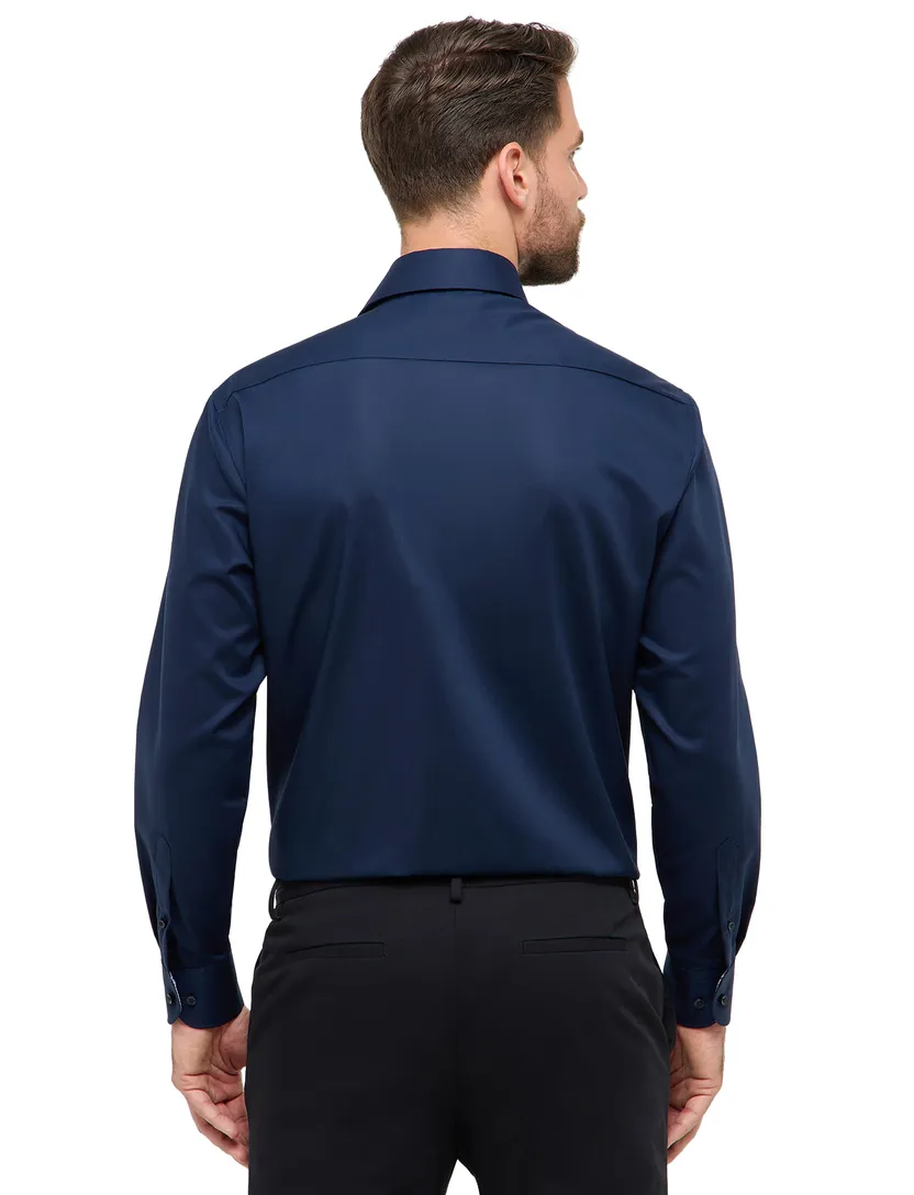Overhemd donkerblauw Eterna Comfort Fit klassiek katoen