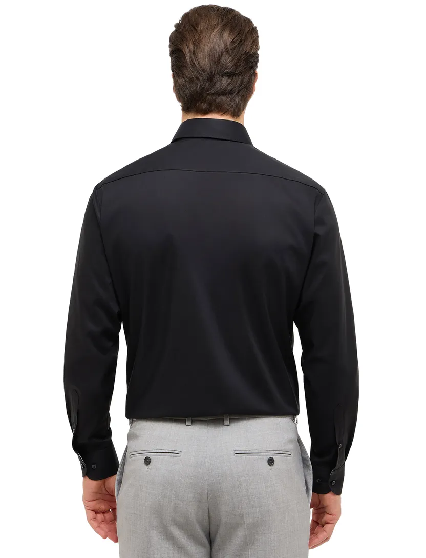 Overhemd zwart Eterna Comfort Fit klassiek katoen