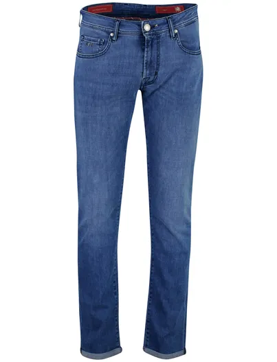 Tramarossa Tramarossa denim broek blauw normale fit katoen elastaan