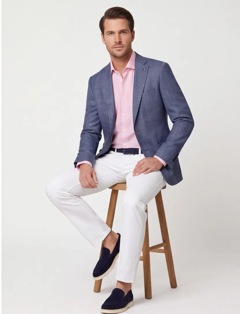 colbert Carl Gross blauw gemeleerd normale fit