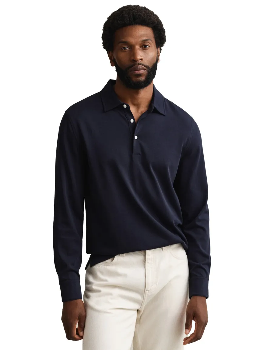 Gant polo lange mouw donkerblauw
