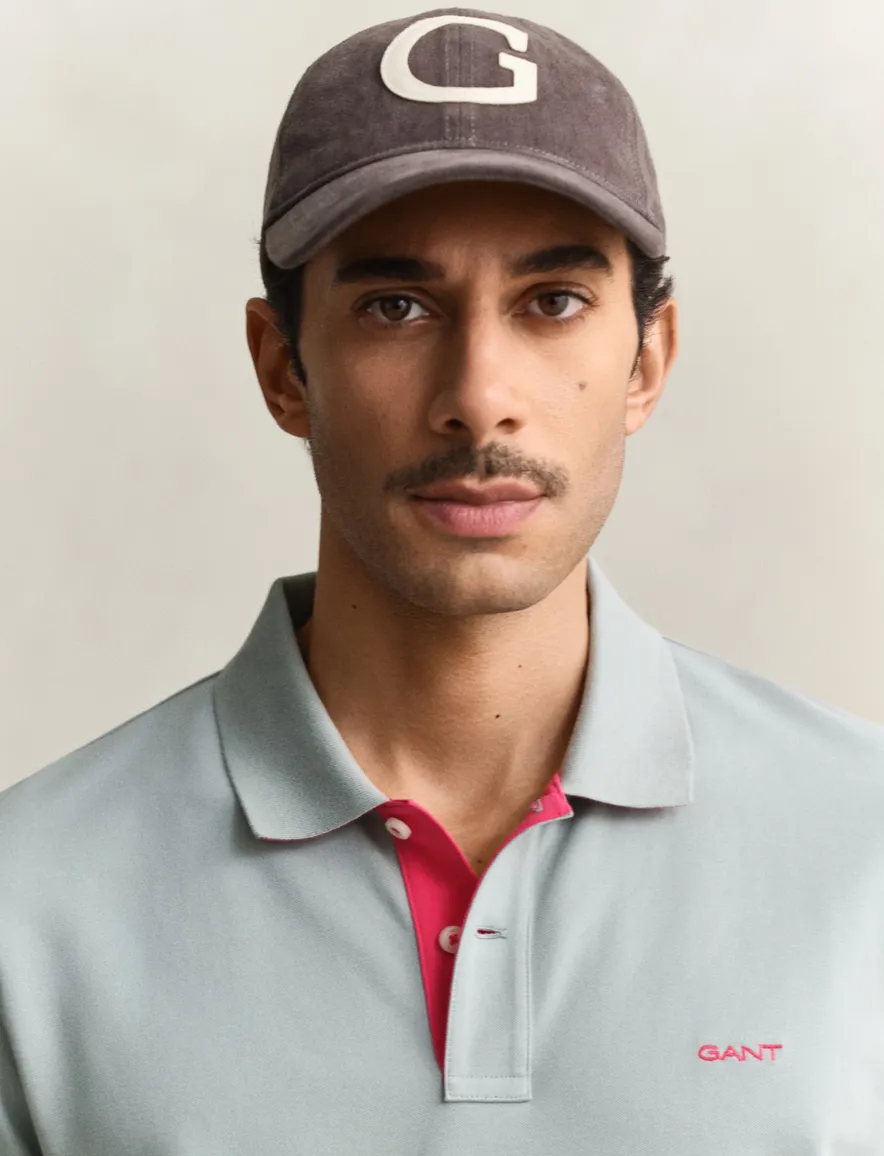 Gant polo grijs effen katoen