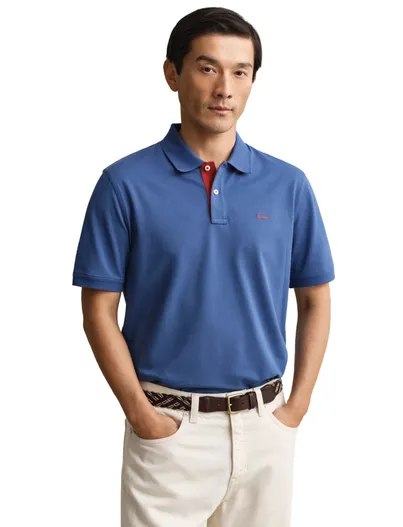 Gant Gant polo blauw met korte mouw