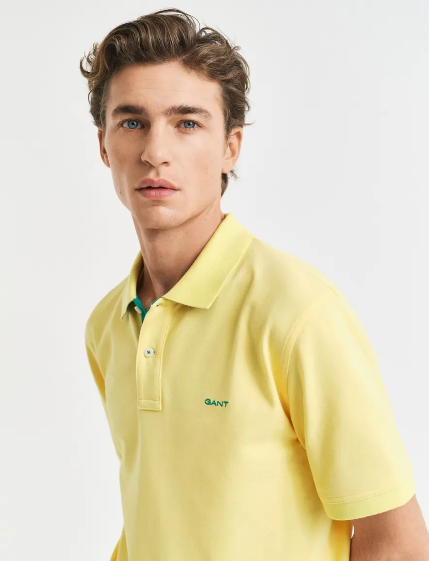 Gant polo geel effen katoen