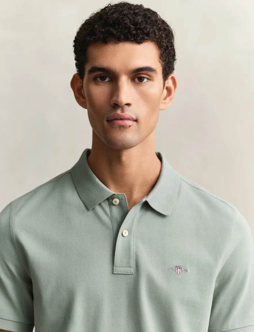 Gant polo grijs effen katoen