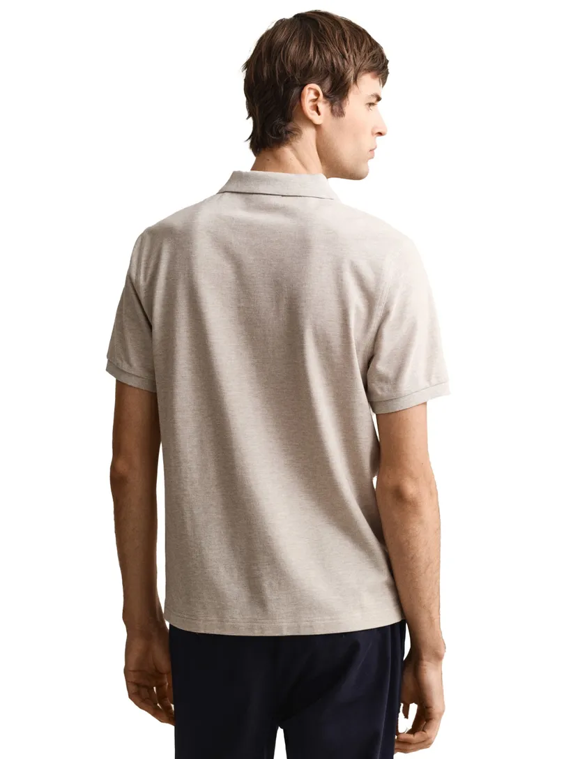polo Gant beige gemeleerd 2-knoops