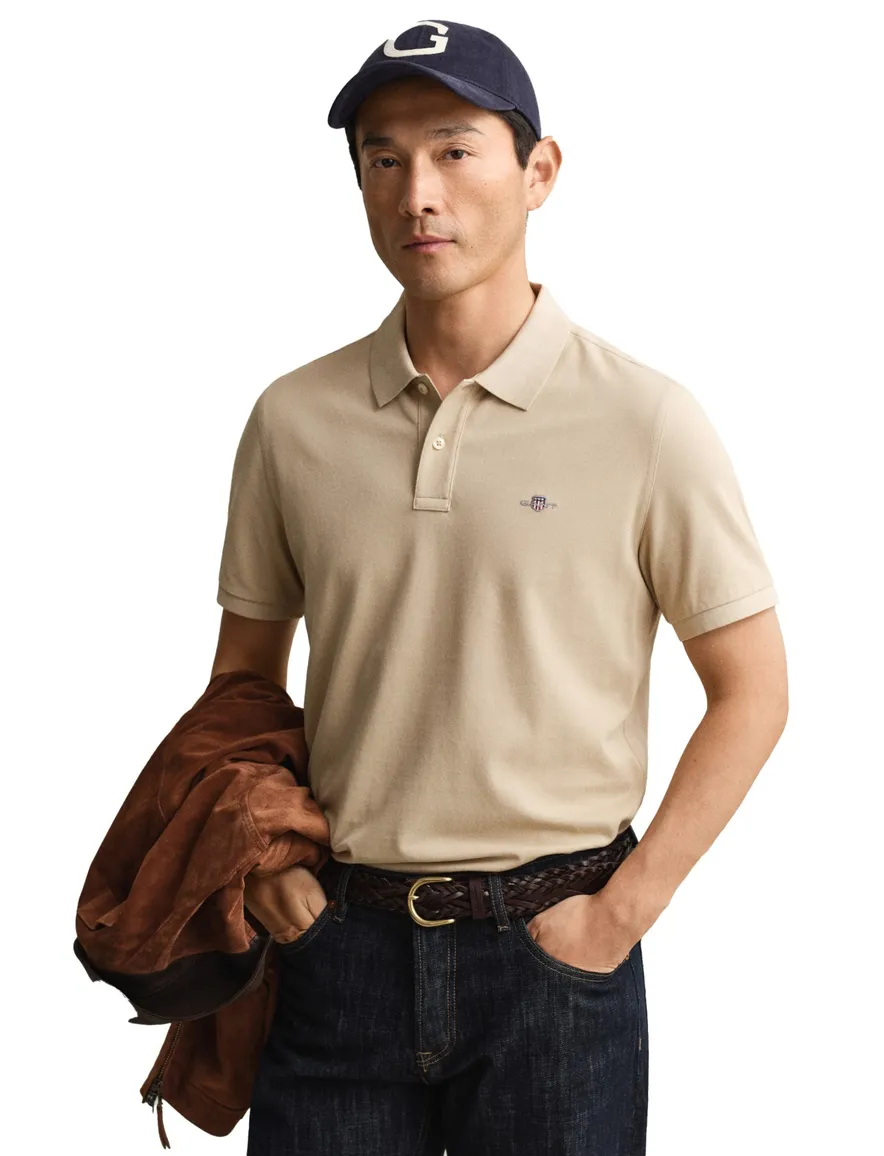 Gant polo beige effen katoen