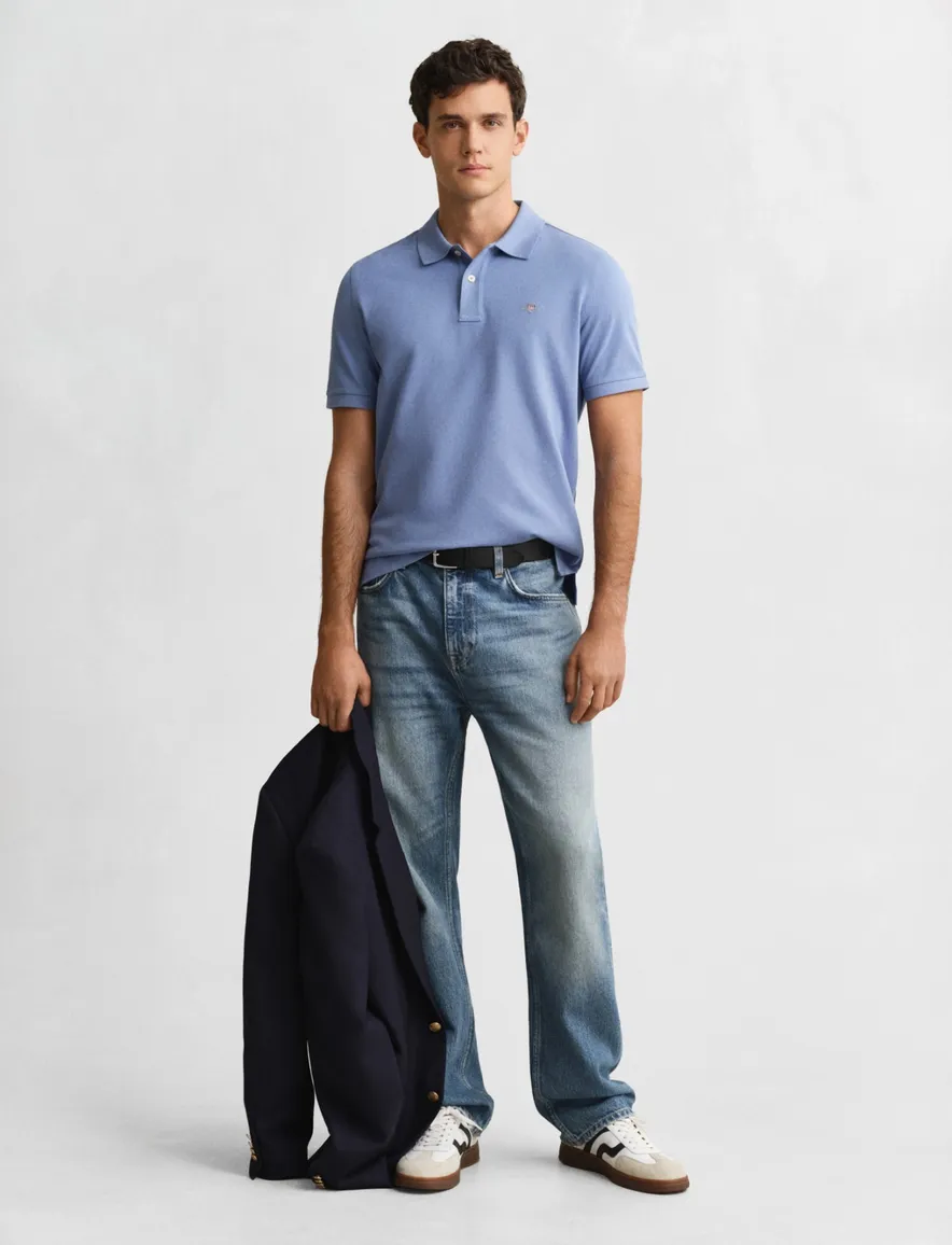 Blauw polo 2-knoops Gant