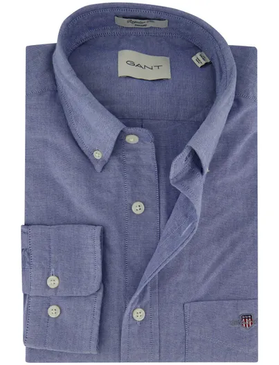 Gant blauw overhemd Gant regular fit button down boord