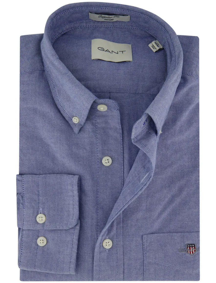 Gant overhemd regular fit blauw borstzak