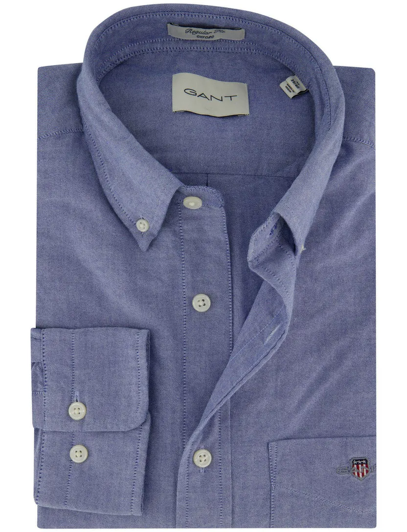 overhemd blauw Gant regular fit borstzak button down boord