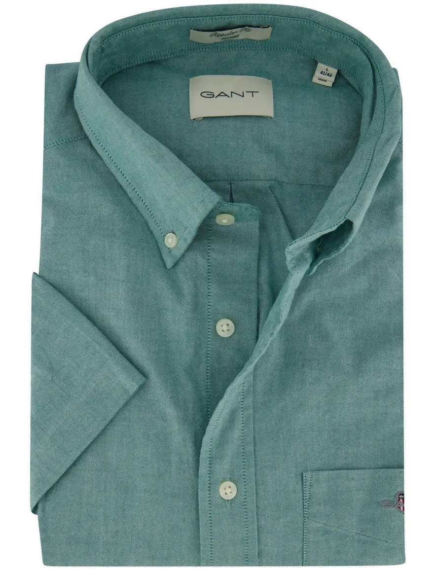 Gant overhemd korte mouw turquoise Regular Fit