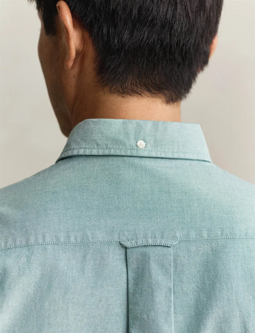 Gant overhemd korte mouw turquoise Regular Fit
