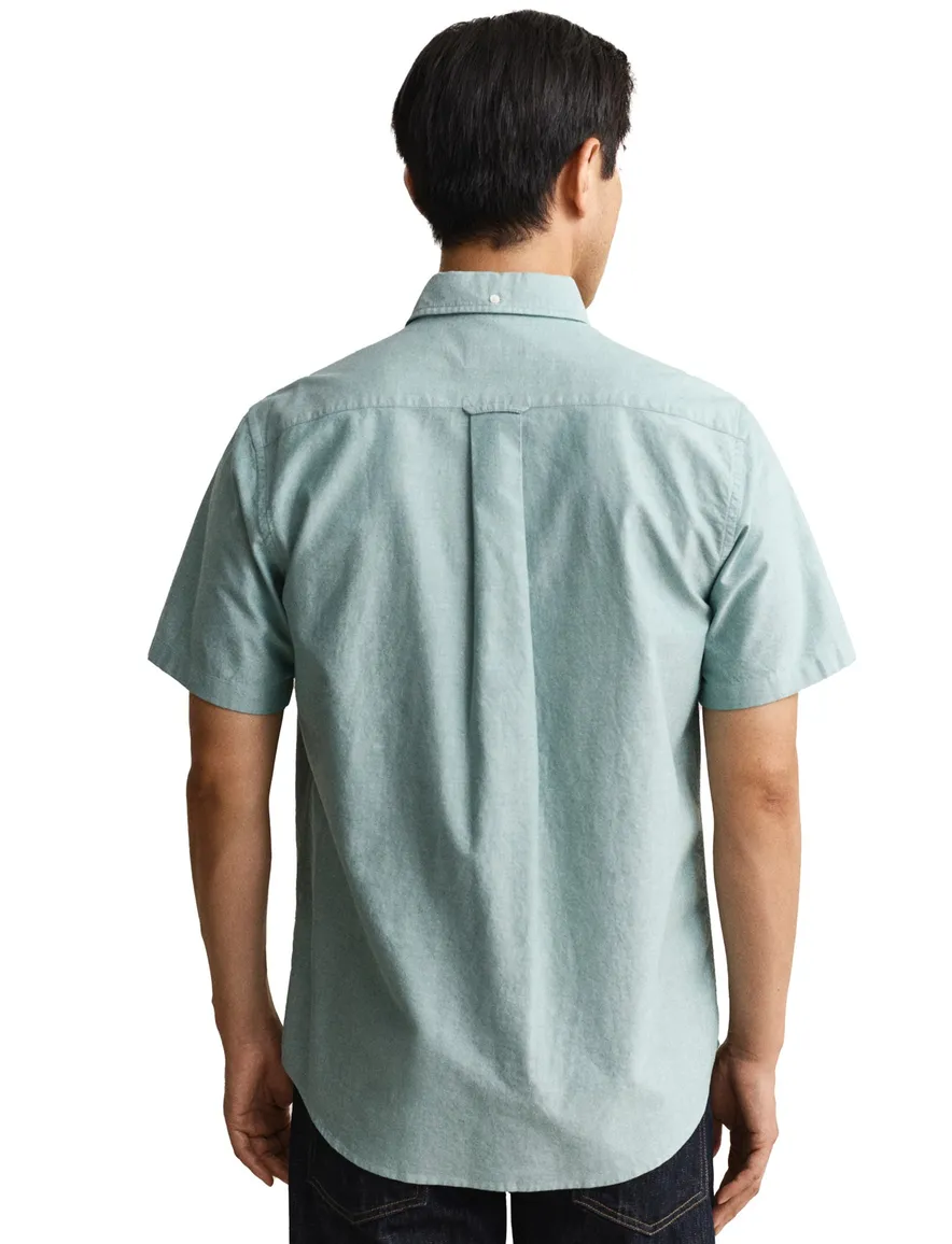 Gant overhemd korte mouw turquoise Regular Fit
