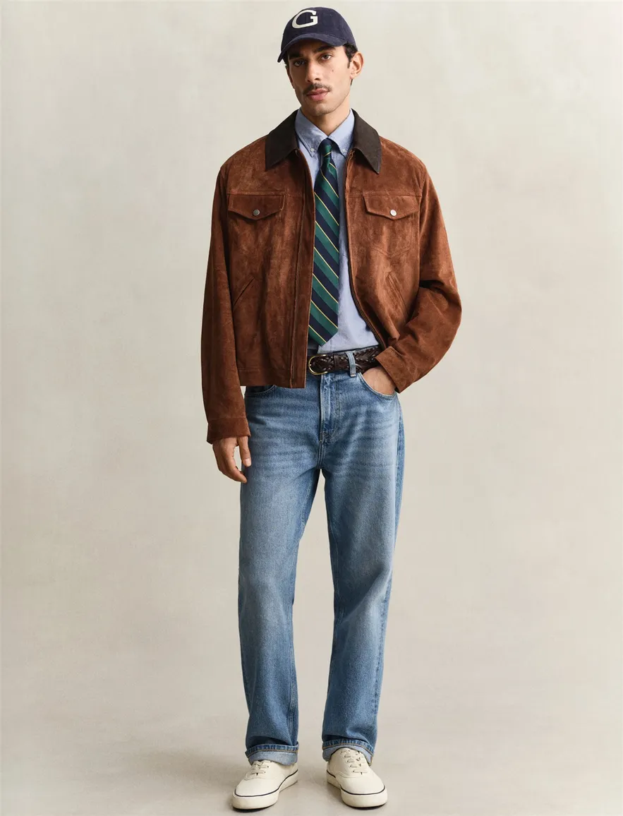 Gant overhemd korte mouw blauw Regular Fit button-down collar