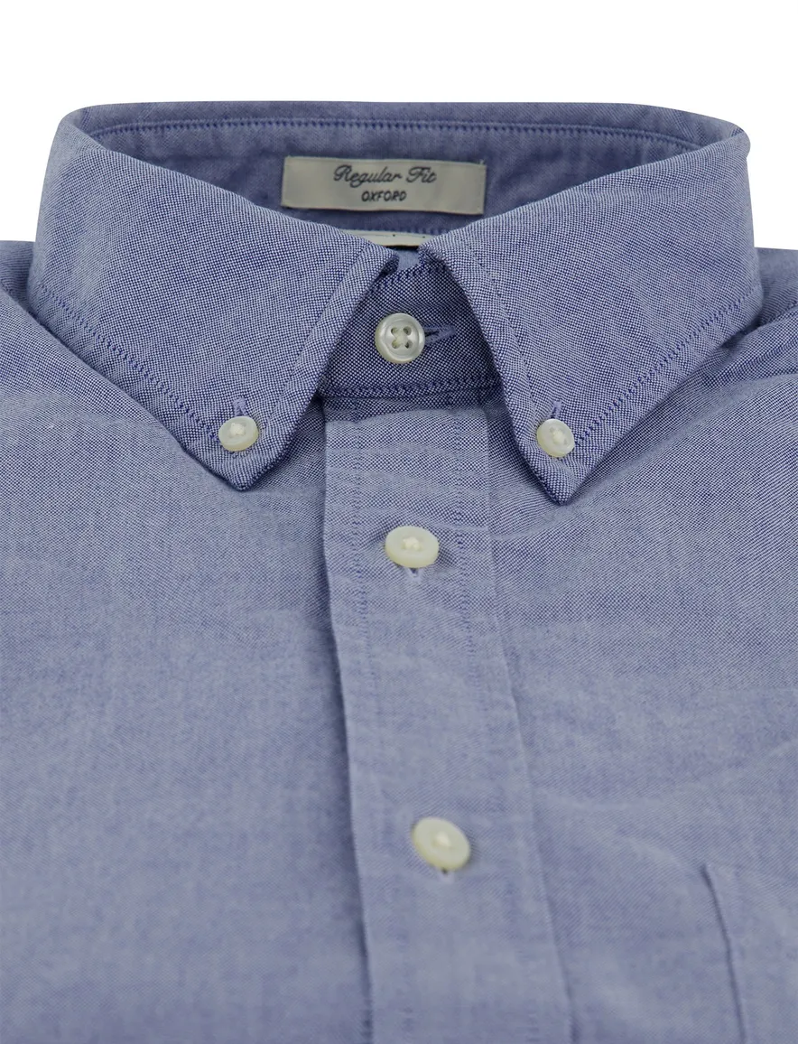 Gant overhemd korte mouw blauw Regular Fit button-down collar