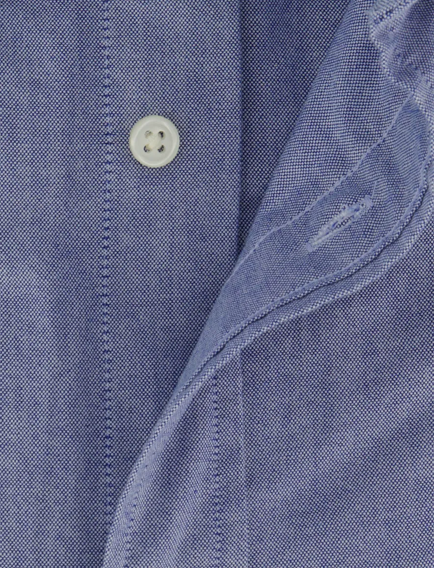 Gant overhemd korte mouw blauw Regular Fit button-down collar